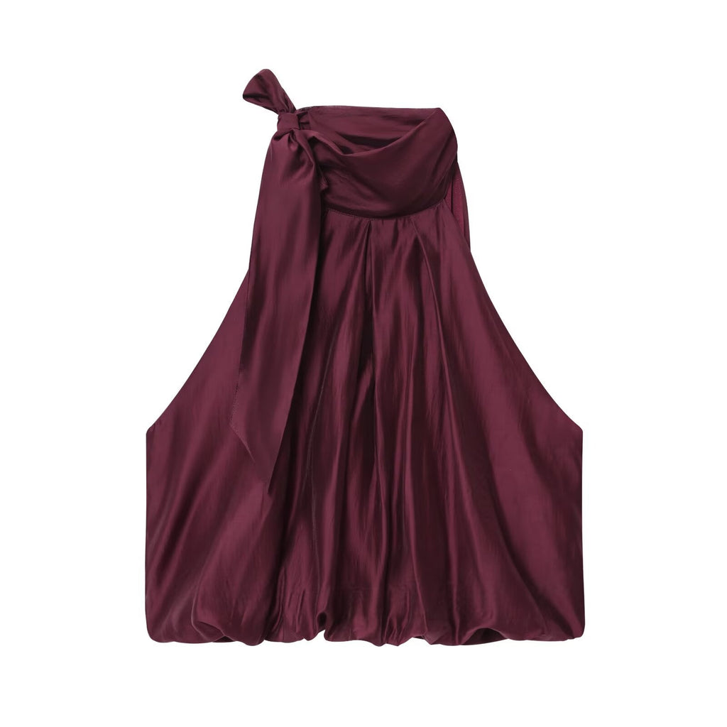 Women's new fashion bow decoration sleeveless fluffy top