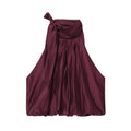 Women's new fashion bow decoration sleeveless fluffy top