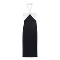 Women's 2025 Fashion Bow Decoration Elastic Hanging Neck Midi Dress