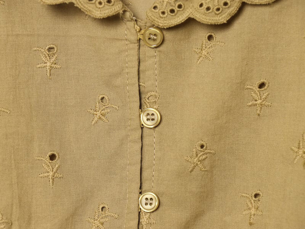 Women's short embroidered lapel shirt
