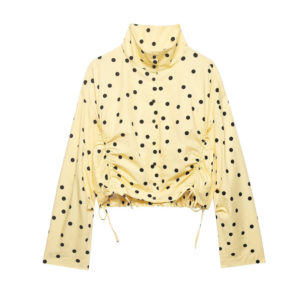 suit Women's 2 pieces pleated decorative polka dot coat+shorts