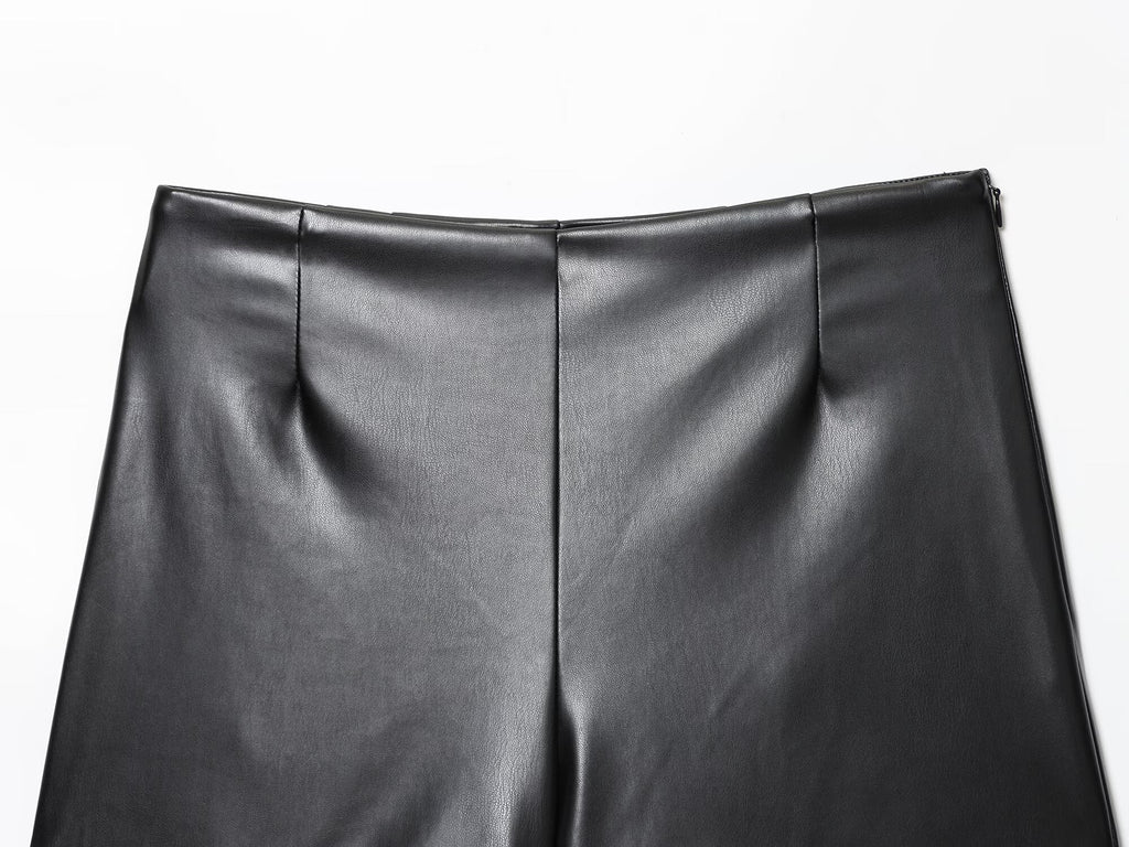 Women's casual faux leather high waisted shorts