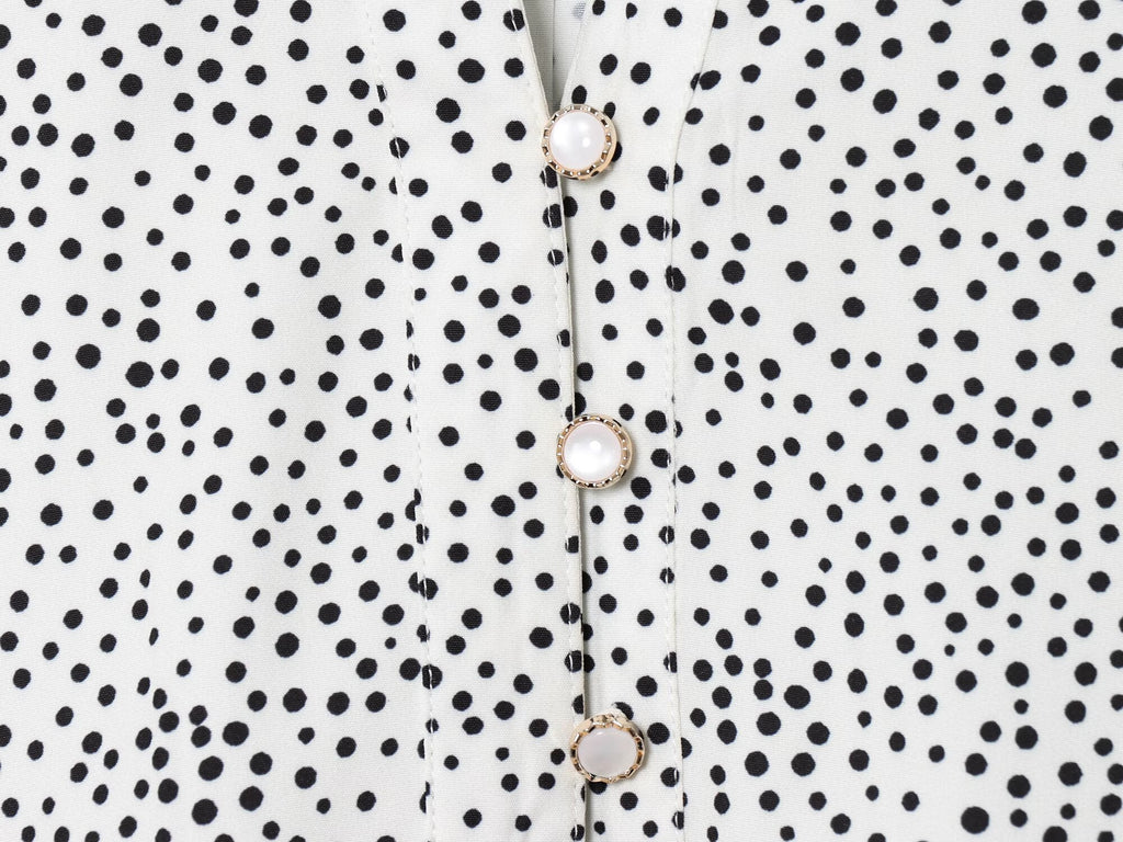 Women's new fashion adjustable design long sleeved polka dot shirt