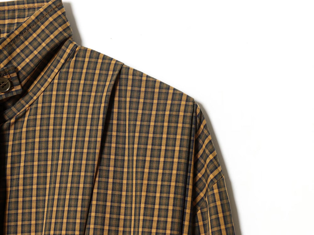 Women's bow decoration casual checkered shirt