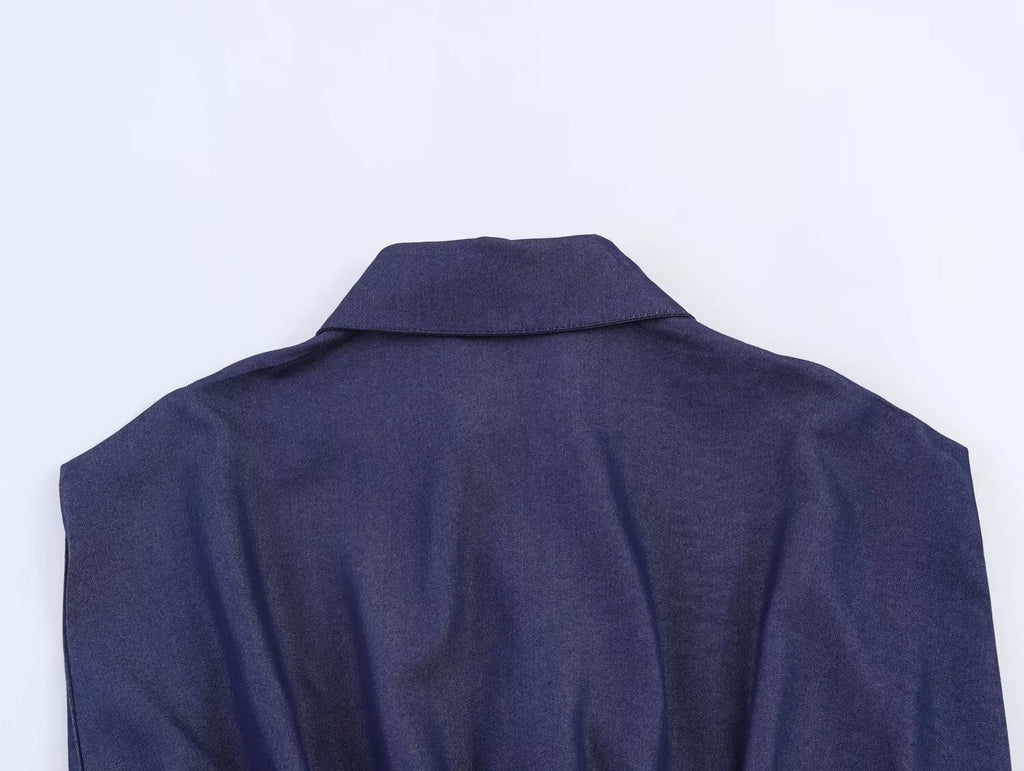 Women's casual pleated linen blend shirt