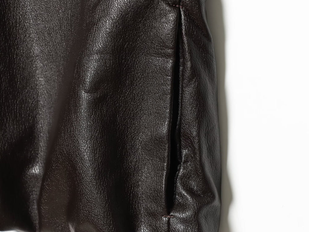 Women's drawstring decorative hooded faux leather Coat