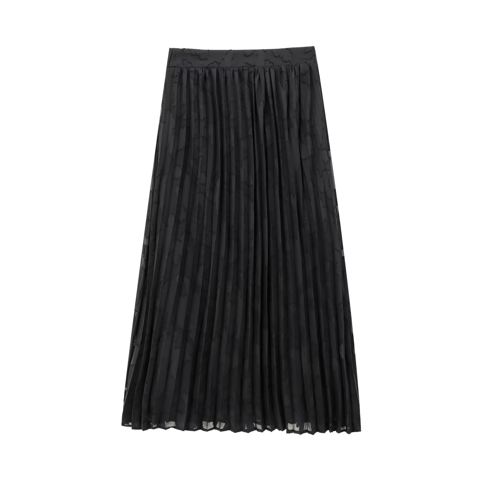 Women's new fashion printed semi transparent pleated shirt+Skirts suit