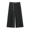 Women's new fashion chain waistband decoration loose versatile pleated shorts retro high waist side zipper women's shorts Mujer