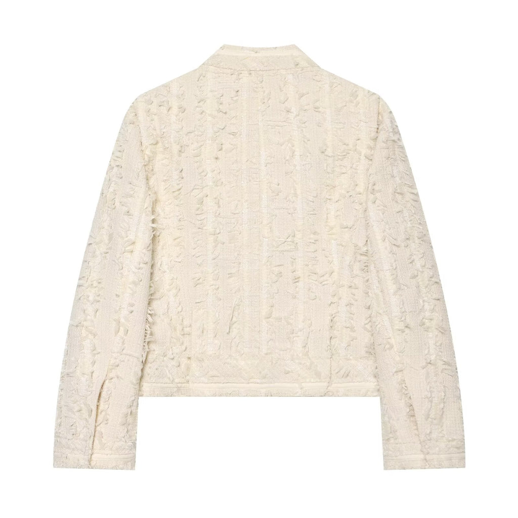 Women's casual high neck jacquard Coat