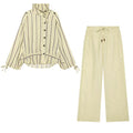 suit Women's 2 pieces casual striped linen blend Coat+Pants