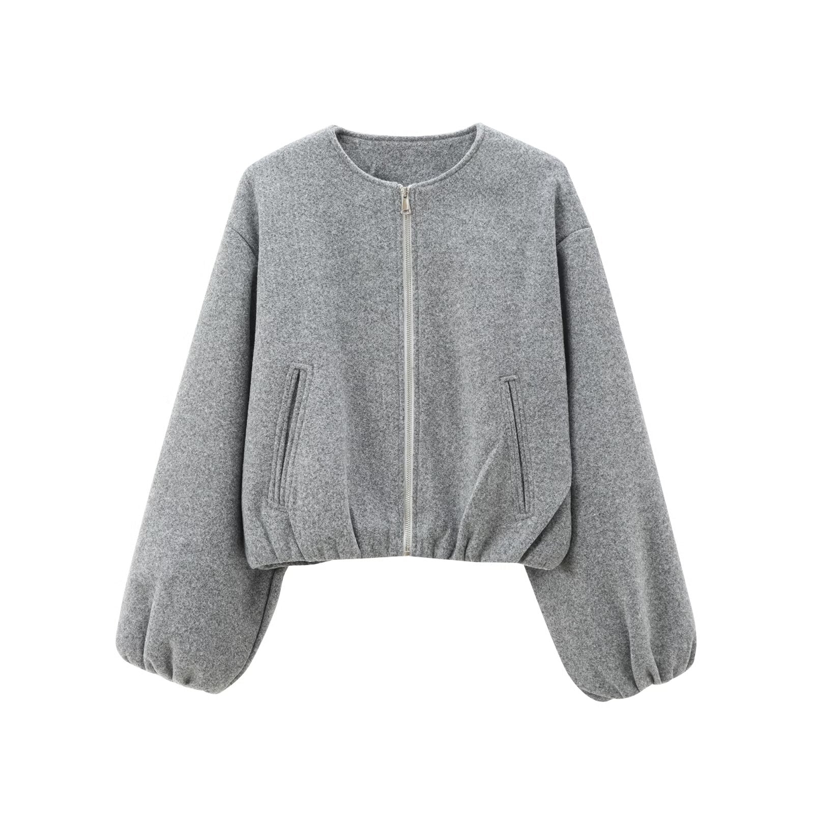 Women's soft textured O Neck pilot jacket Coat