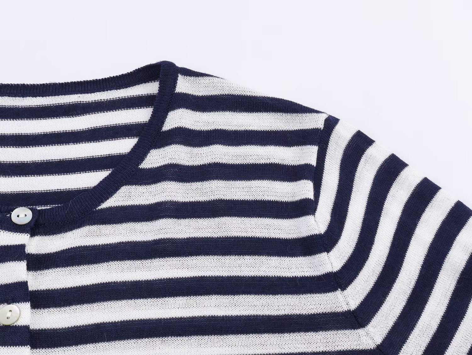Women's comfortable O Neck striped knitted Coat