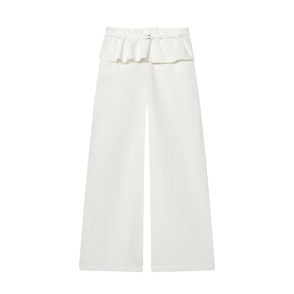 Women's layered waist design casual nylon pants