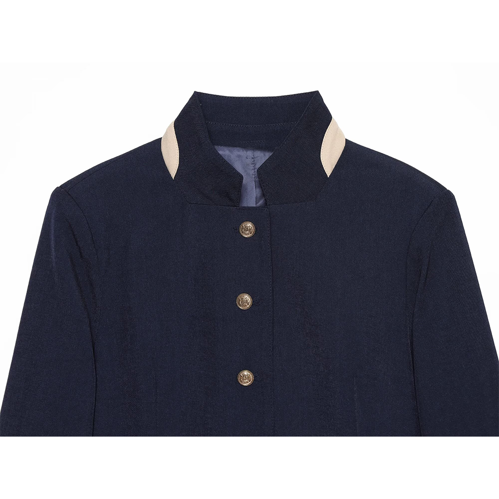 Women's contrasting collar buttoned Blazer Coat