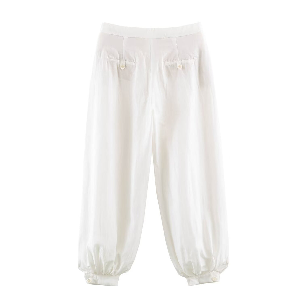 suit Women's 2 pieces button decoration casual shirt+lantern pants