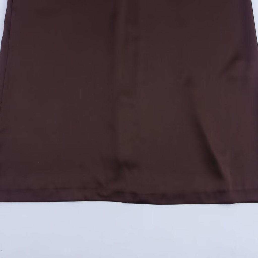 Women's chic Fashion backless satin textured pleated Midi dress