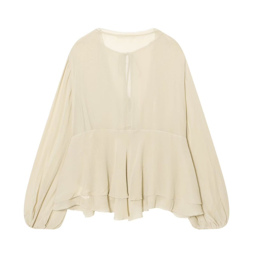 Women's layered decorative casual lace up shirt