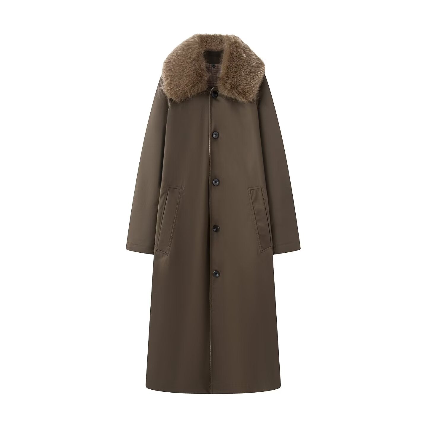 Women's double-sided wear long style faux fur effect windbreaker Coat