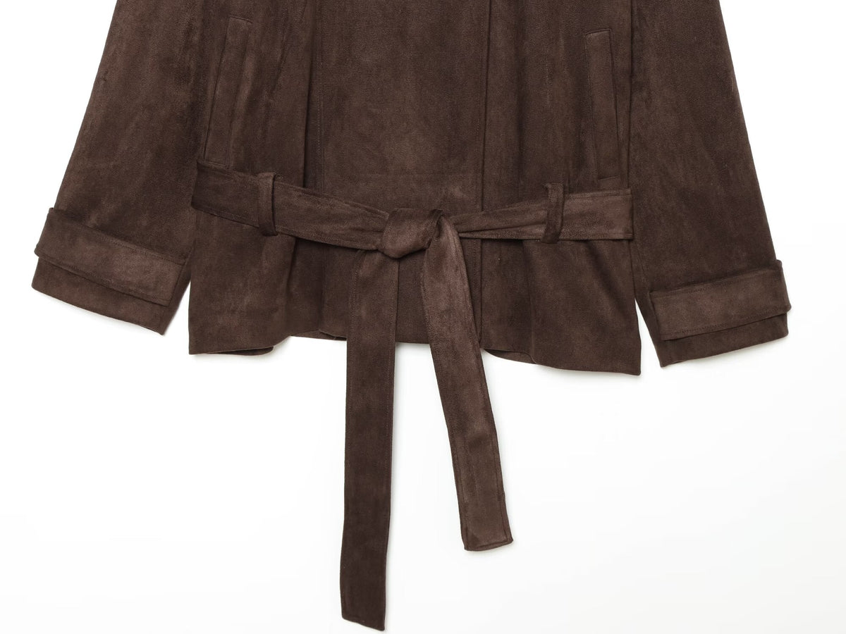 Women's with belt Anti suede effect jacket Coat