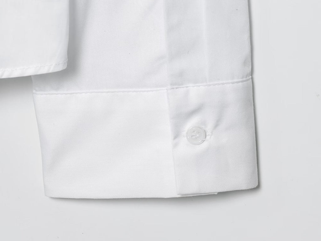 Women's new fashion long sleeved pleated poplin shirt