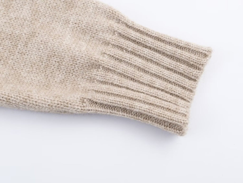 Women's new fashion ribbed trimmed loose knitted Coat