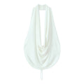 Women's pleated Hanging neck collar top