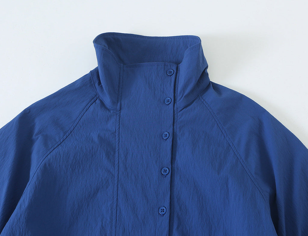 Women's pleated sleeve technology fabric buckle Coat