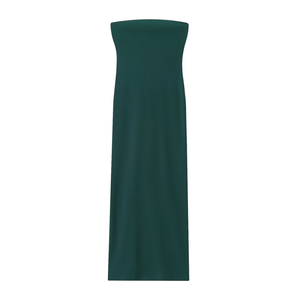 Women's new fashion sleeveless tight backless strapless MIDI dress