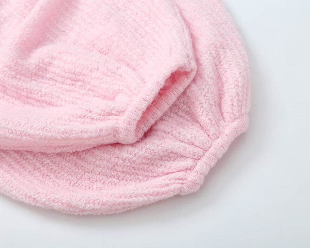 Women's pleated cuffs soft texture knitted sweater