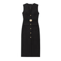 Women's New Fashion With Belt Sleeveless V-neck Midi Dress