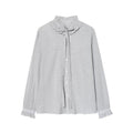 Women's bow decoration long sleeved striped top