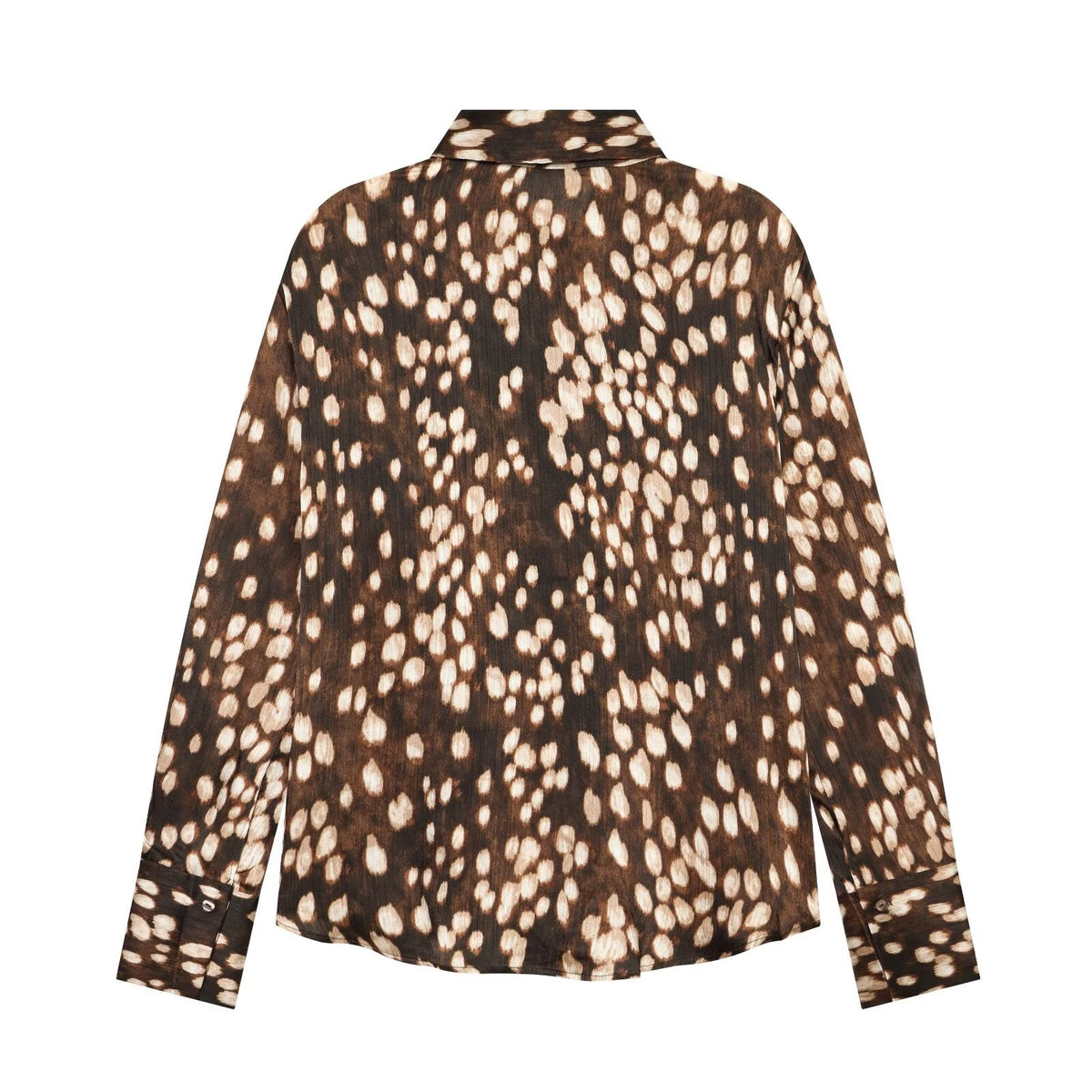 Women's spotted print lapel button top