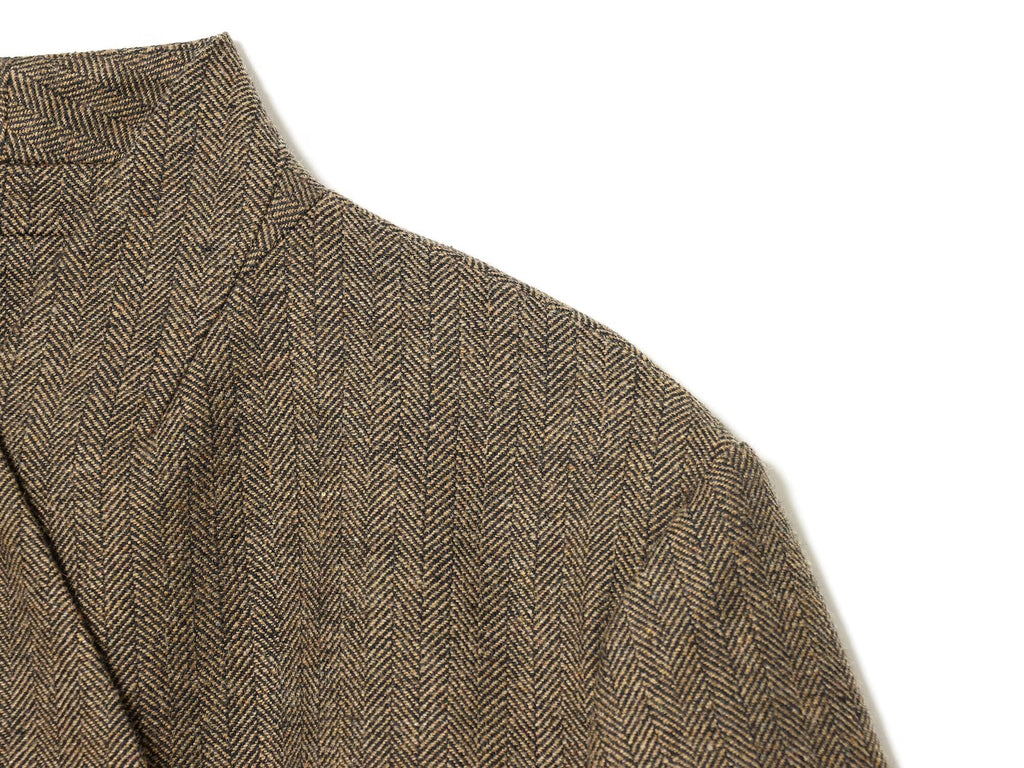 Women's loose stand collar herringbone diagonal Blazer Coat