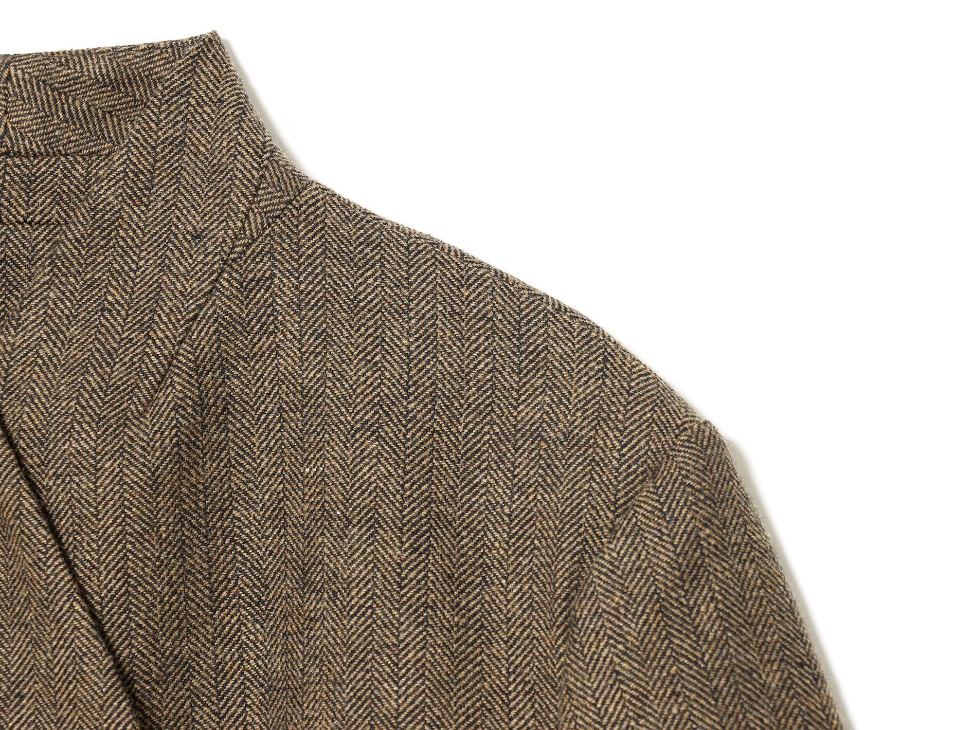 Women's loose stand collar herringbone diagonal Blazer Coat