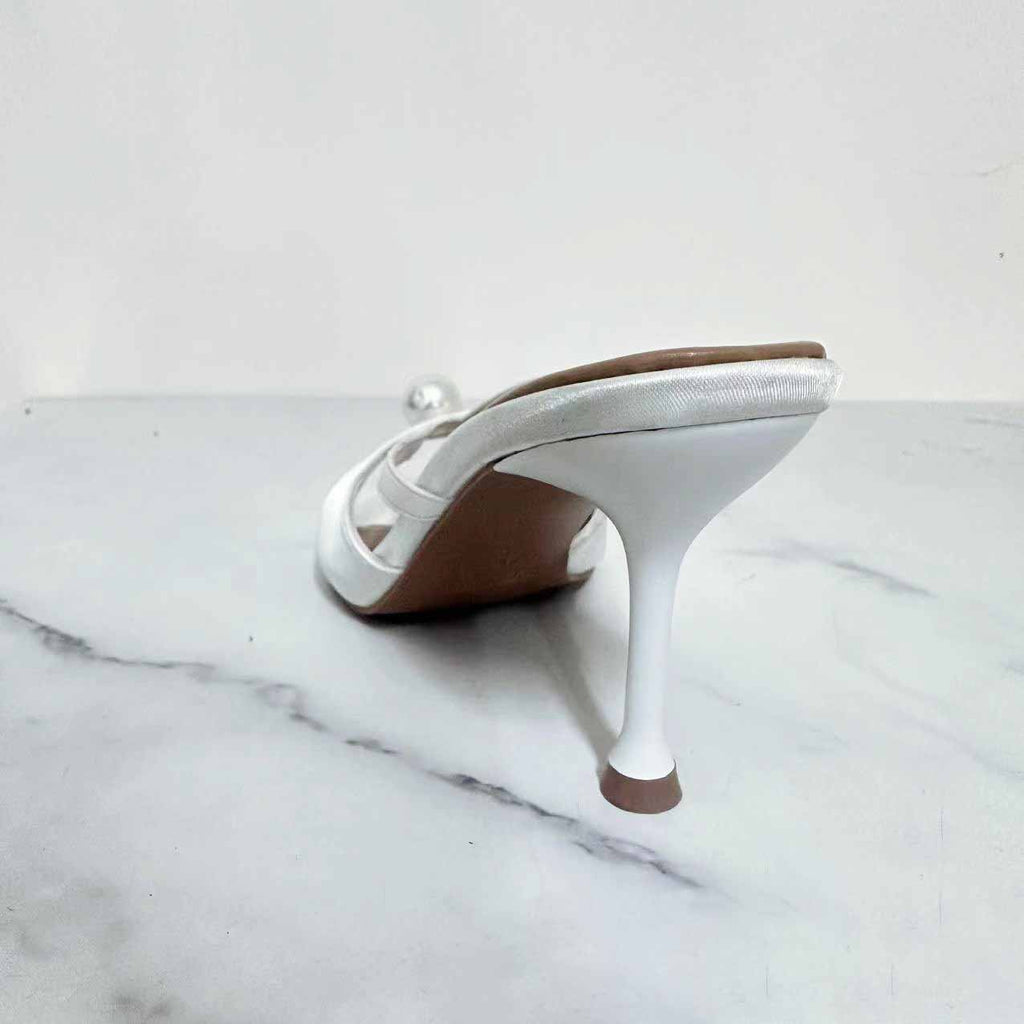 Women's New Fashion Joker Artificial Pearl High-heeled Round Toe Fashion High-heeled Sandals.