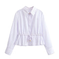 Women's chic fashion with drawstring short long sleeved shirt