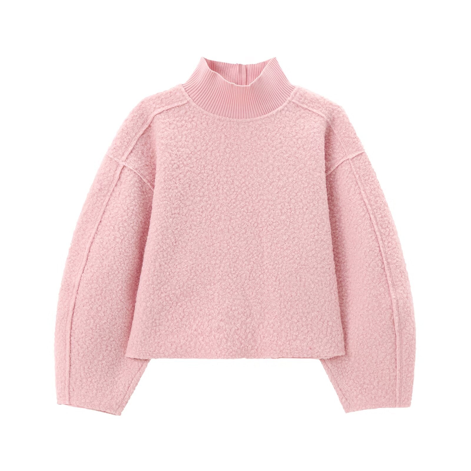 Women's short standing collar woolen sweatshirt