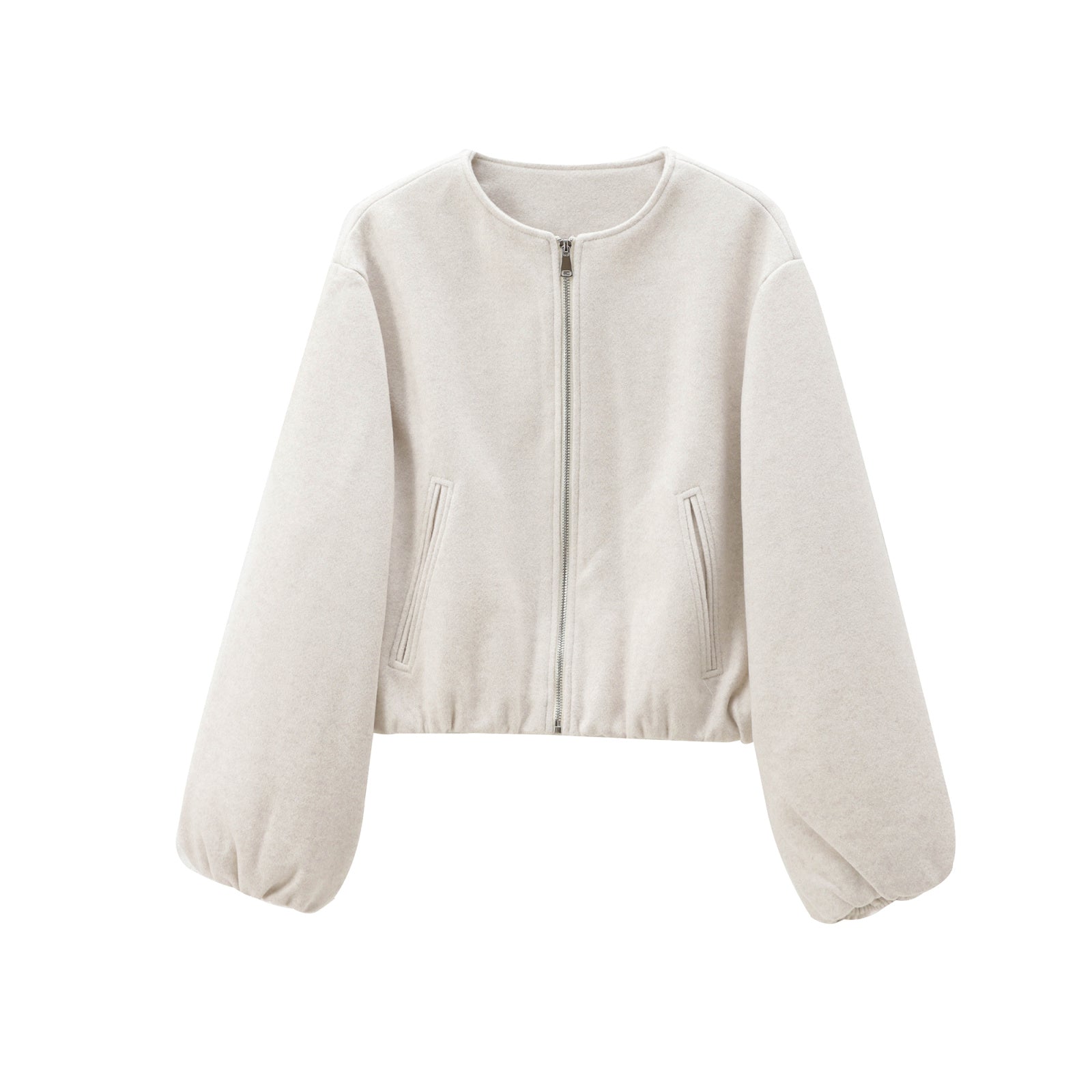 Women's soft textured O Neck pilot jacket Coat