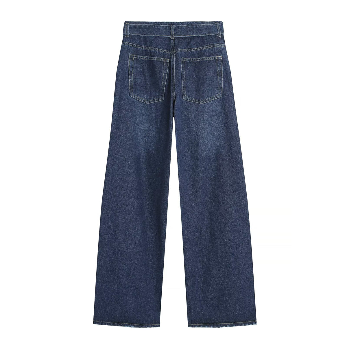 suit Women's 2 pieces denim effect breasted top+pleated jeans