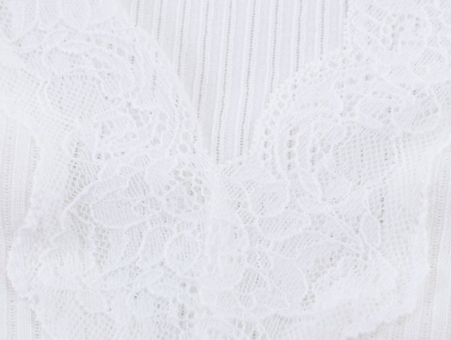 Women's slim V-neck lace ribbed T-shirt