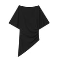 Women's boat neck asymmetrical pleated top