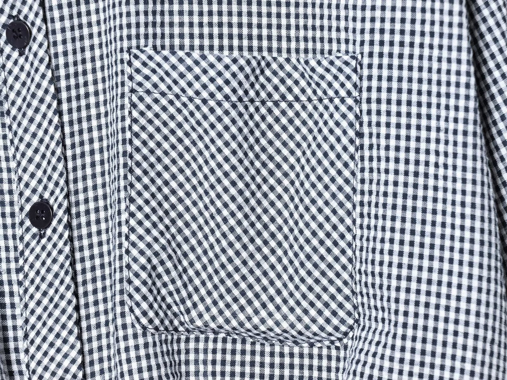 Women's balloon shaped short plaid poplin shirt