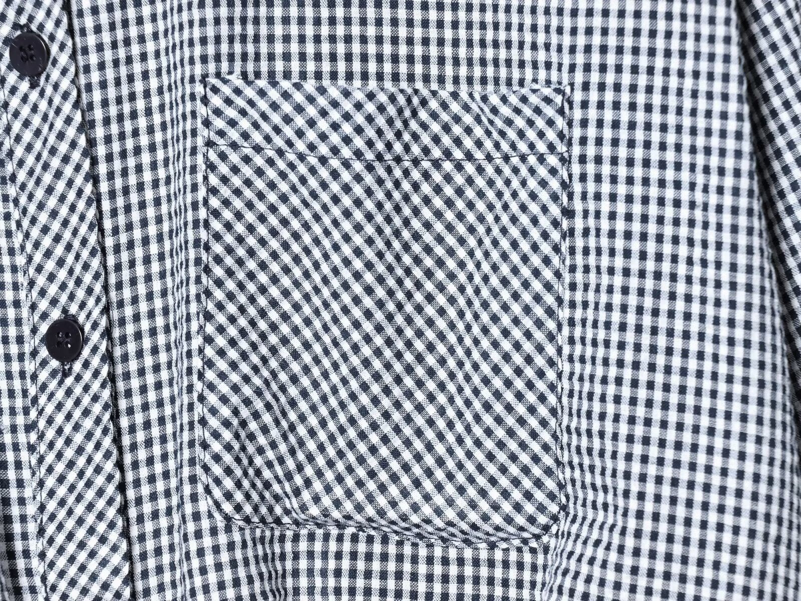 Women's balloon shaped short plaid poplin shirt