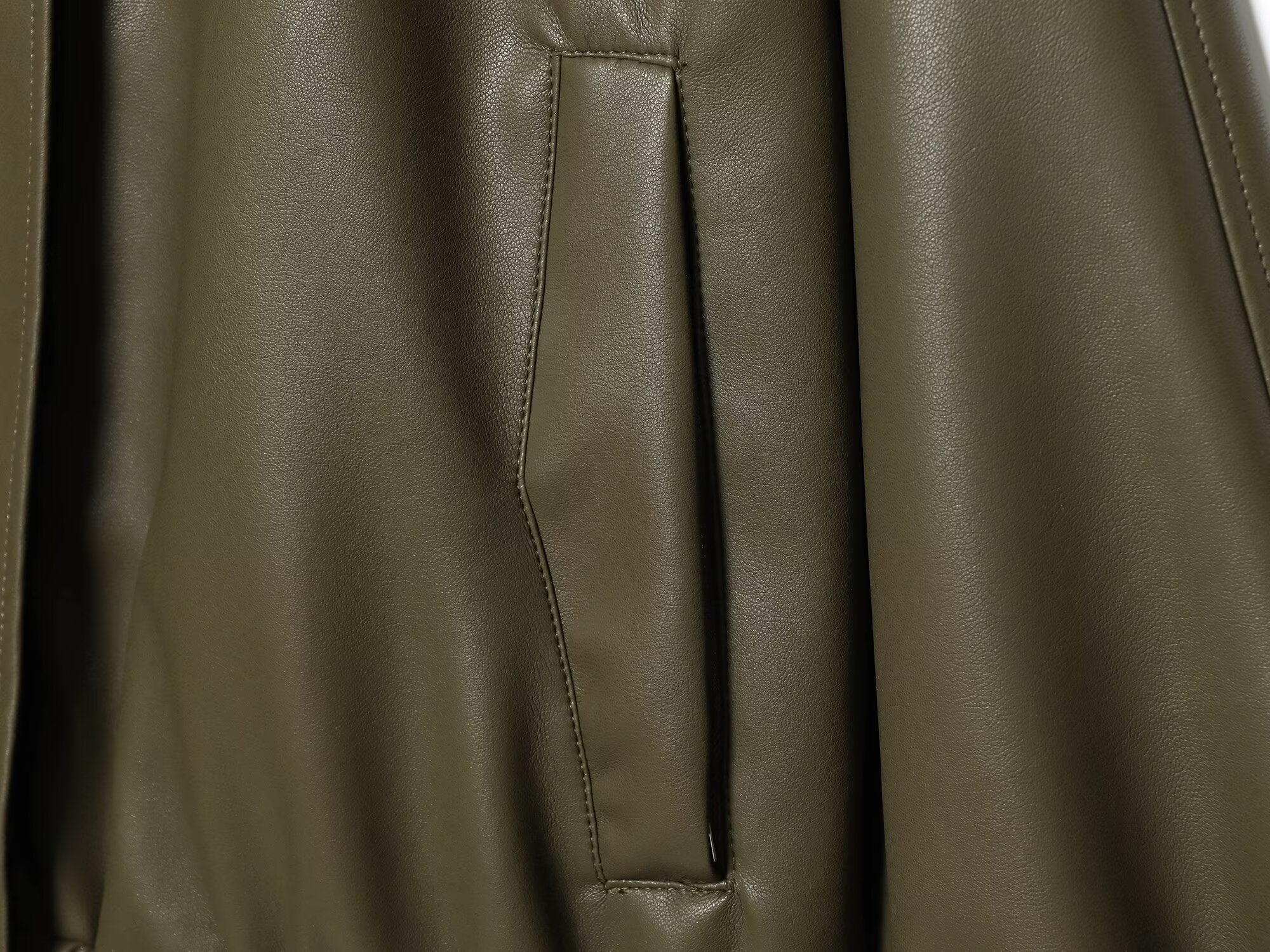 Women's standing collar faux leather pilot jacket Coat