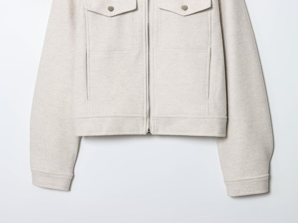 Women's new fashion long sleeved soft textured zipper jacket Coat