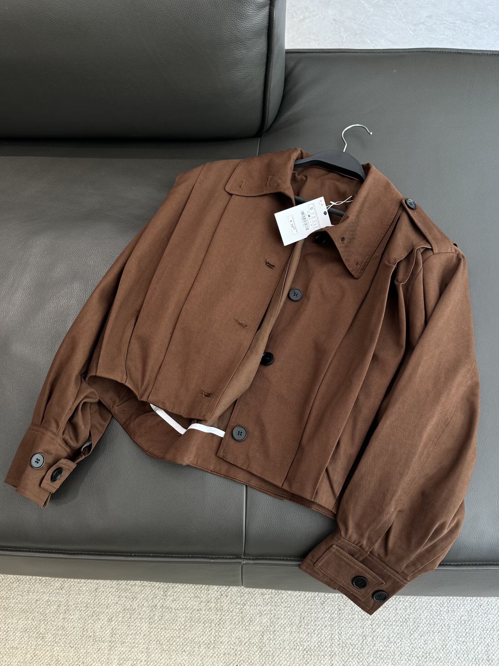 Women's autumn fashion short pleated strap decorative jacket Coat