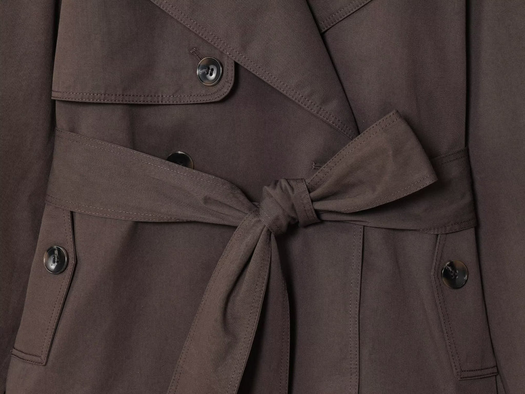 Women's New Fashion With Belt Short Double breasted Windbreaker Coat