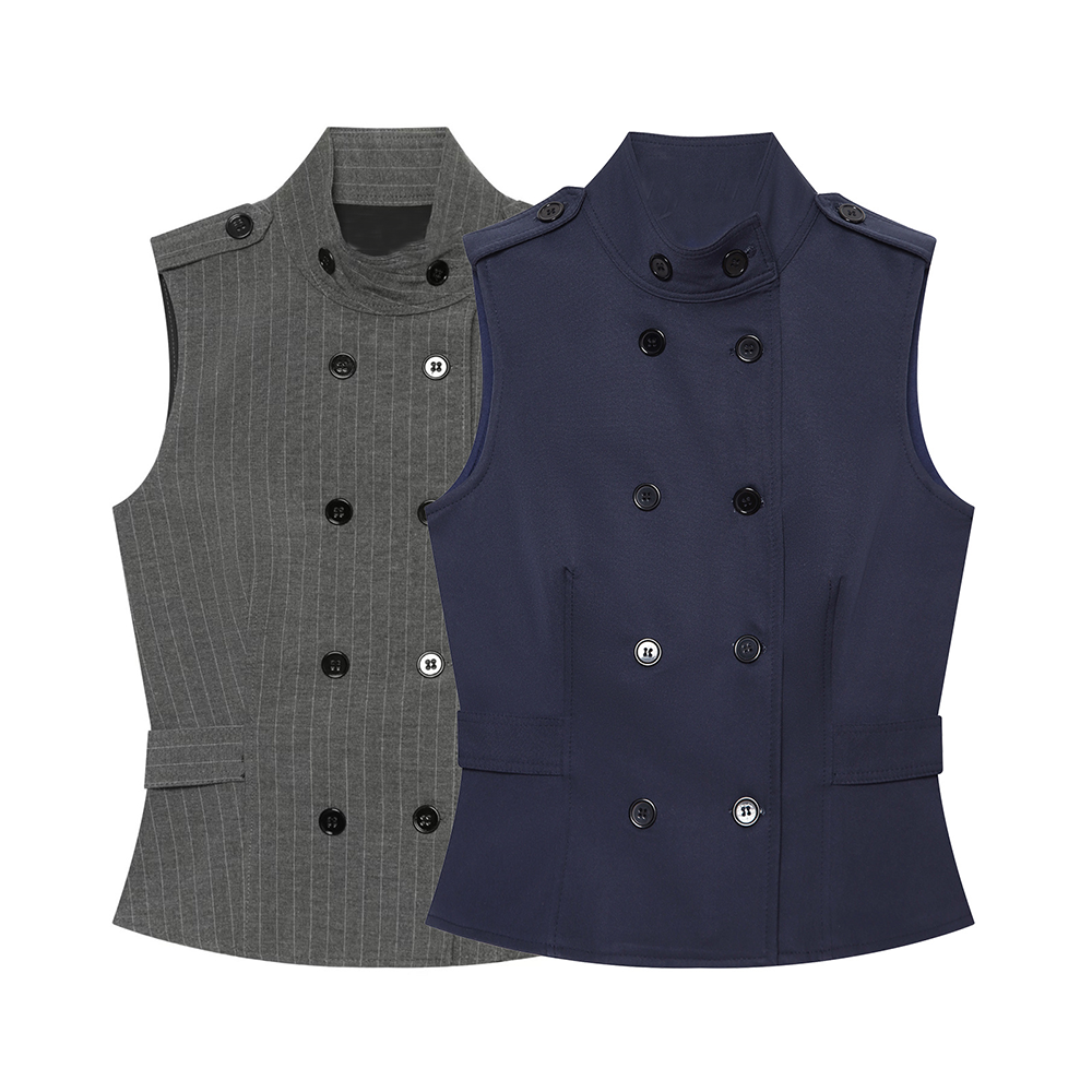 Women's casual double breasted striped top