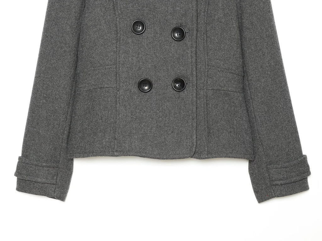 Women's standing collar double breasted woolen blend coat