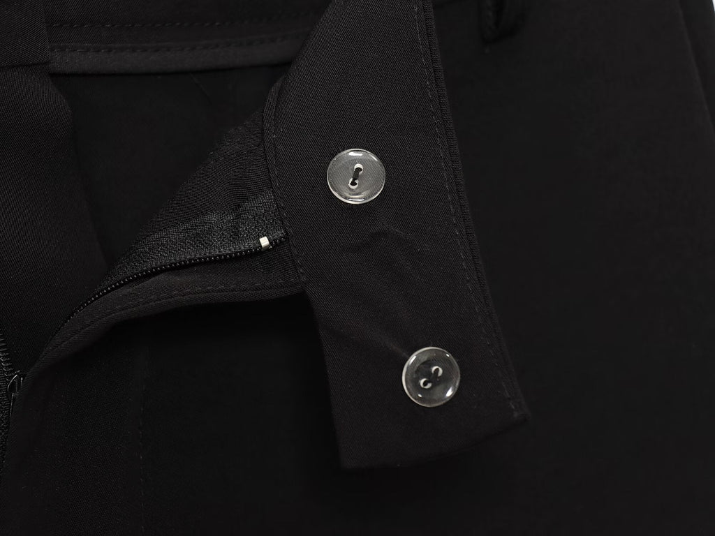 Women's new fashion black O Neck Button-up vest+Pants suit